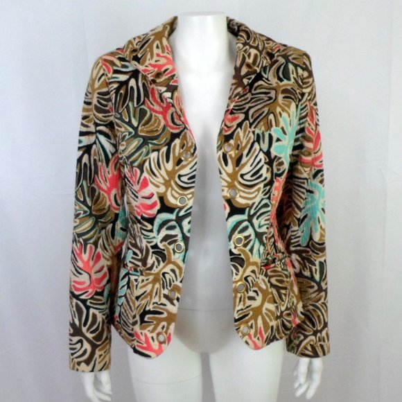 Peck & Peck Jackets & Blazers - Peck & Peck Open Jacket Long Sleeve Abstract Print Quilt Stitched